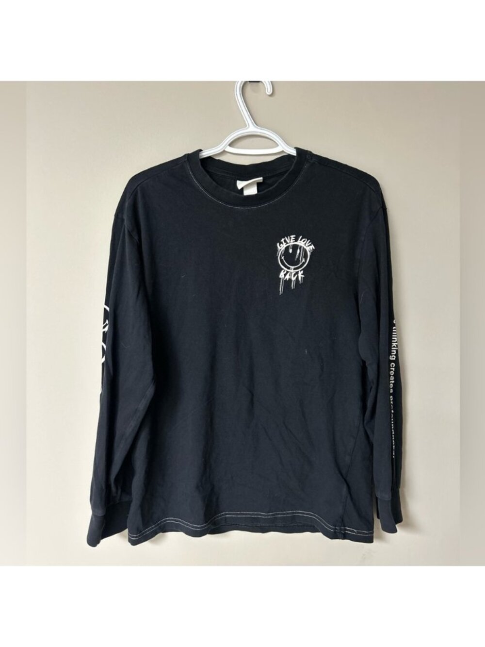 H&M x Smiley Black Long‎ Sleeve “Give Love Back” Tee